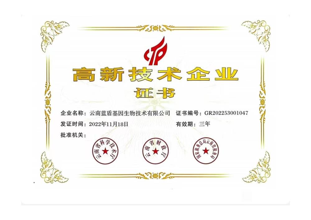 高新技术企业证书